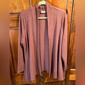 Logo by Lori Goldstein Open Front Waffle Knit Cardigan with Sharkbite Hem XL